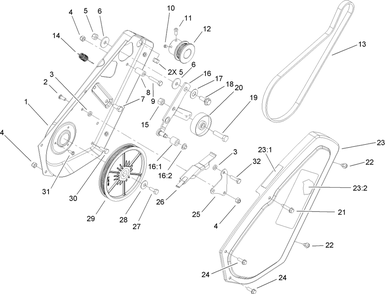 Impeller Drive Assembly Diagram and Parts List for 33005 270000001 - 270999999 Lawn Boy Snow Blower